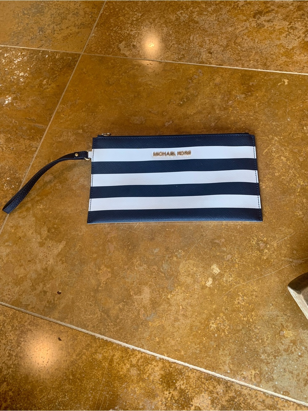 Michael Kors Striped Wristlet with Gold Logo - Picture 7 of 7